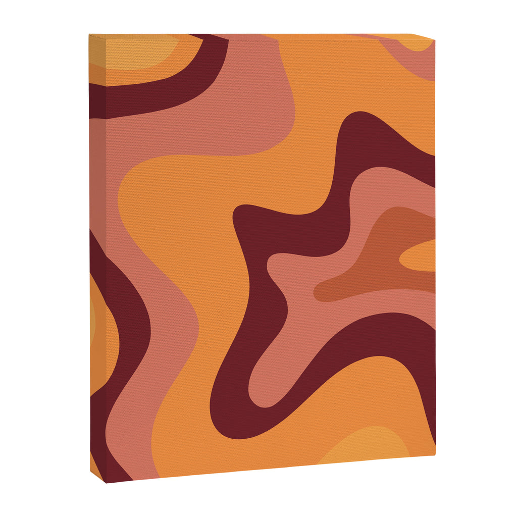 Retro Liquid Swirl Abstract Pattern Square in Warm Terracotta Earth Tones Canvas Print Gallery Image 8
