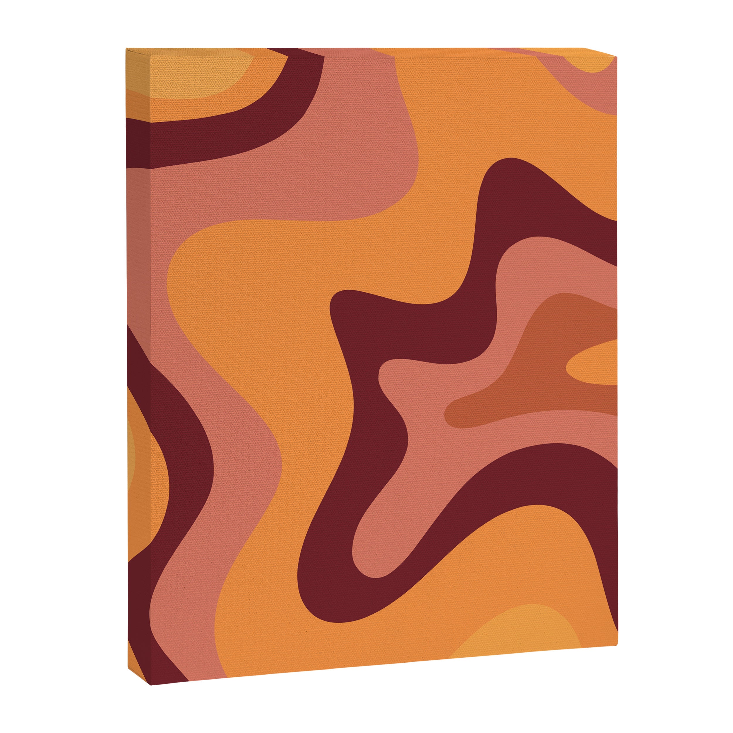 Retro Liquid Swirl Abstract Pattern Square in Warm Terracotta Earth Tones Canvas Print Gallery Image 8