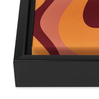 Retro Liquid Swirl Abstract Pattern Square in Warm Terracotta Earth Tones Framed Canvas Print Gallery Image 3