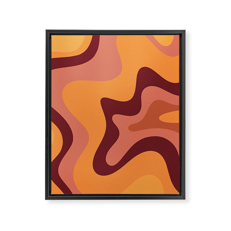 Retro Liquid Swirl Abstract Pattern Square in Warm Terracotta Earth Tones Framed Canvas Print Gallery Image 8
