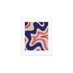 Retro Liquid Swirl Abstract Pattern Square Navy Blue Pink Red-Orange Art Print Gallery Image 1