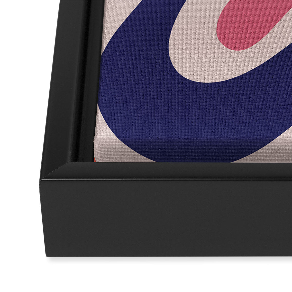 Retro Liquid Swirl Abstract Pattern Square Navy Blue Pink Red-Orange Framed Canvas Print Gallery Image 3