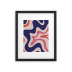 Retro Liquid Swirl Abstract Pattern Square Navy Blue Pink Red-Orange Framed Art Print Gallery Image 6