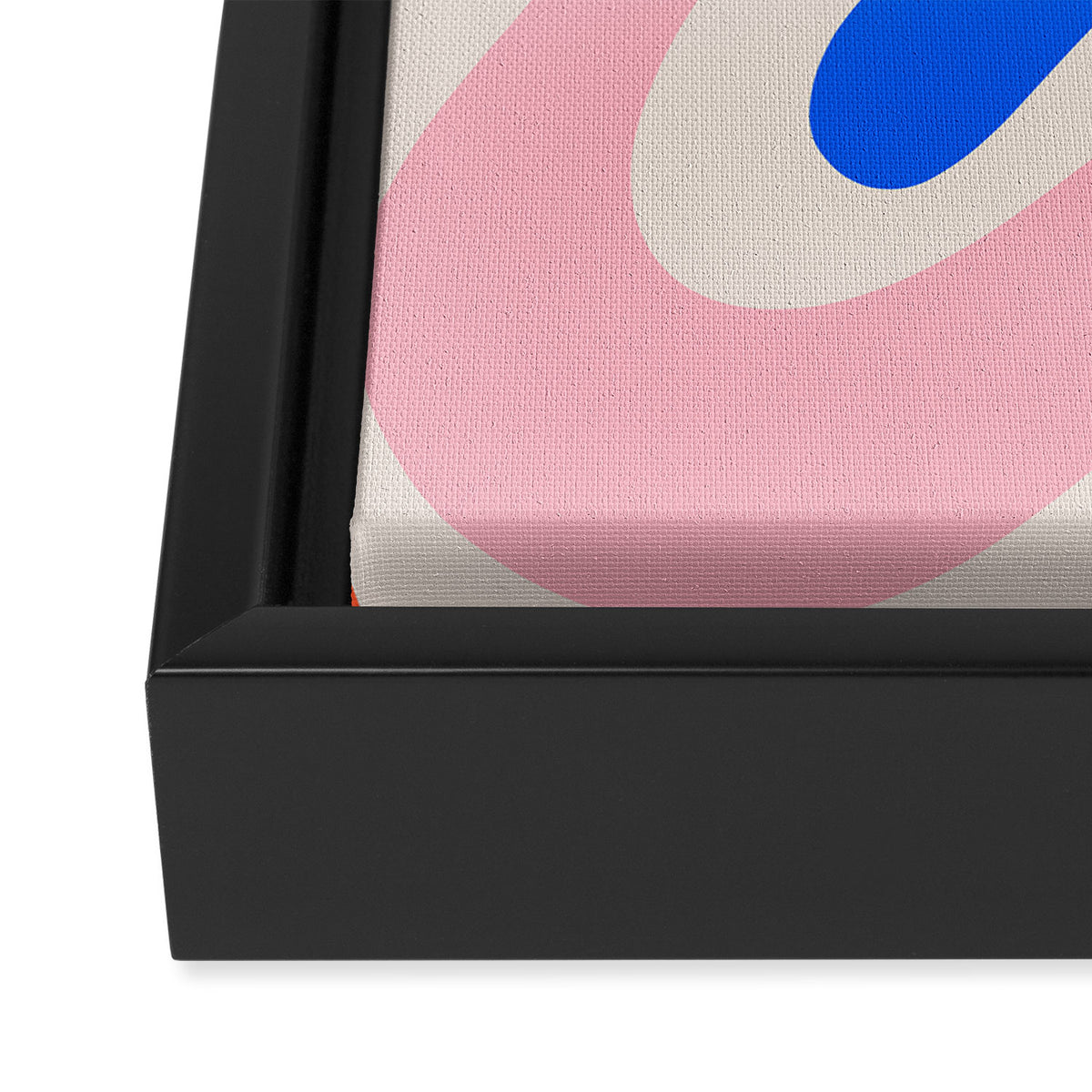 Retro Liquid Swirl Abstract Pattern Square Pink, Orange, and Royal Blue Framed Canvas Print Gallery Image 3