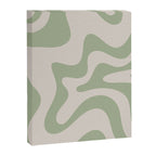 Retro Liquid Swirl Abstract Pattern Square Sage Green and Almond Beige Canvas Print Gallery Image 8