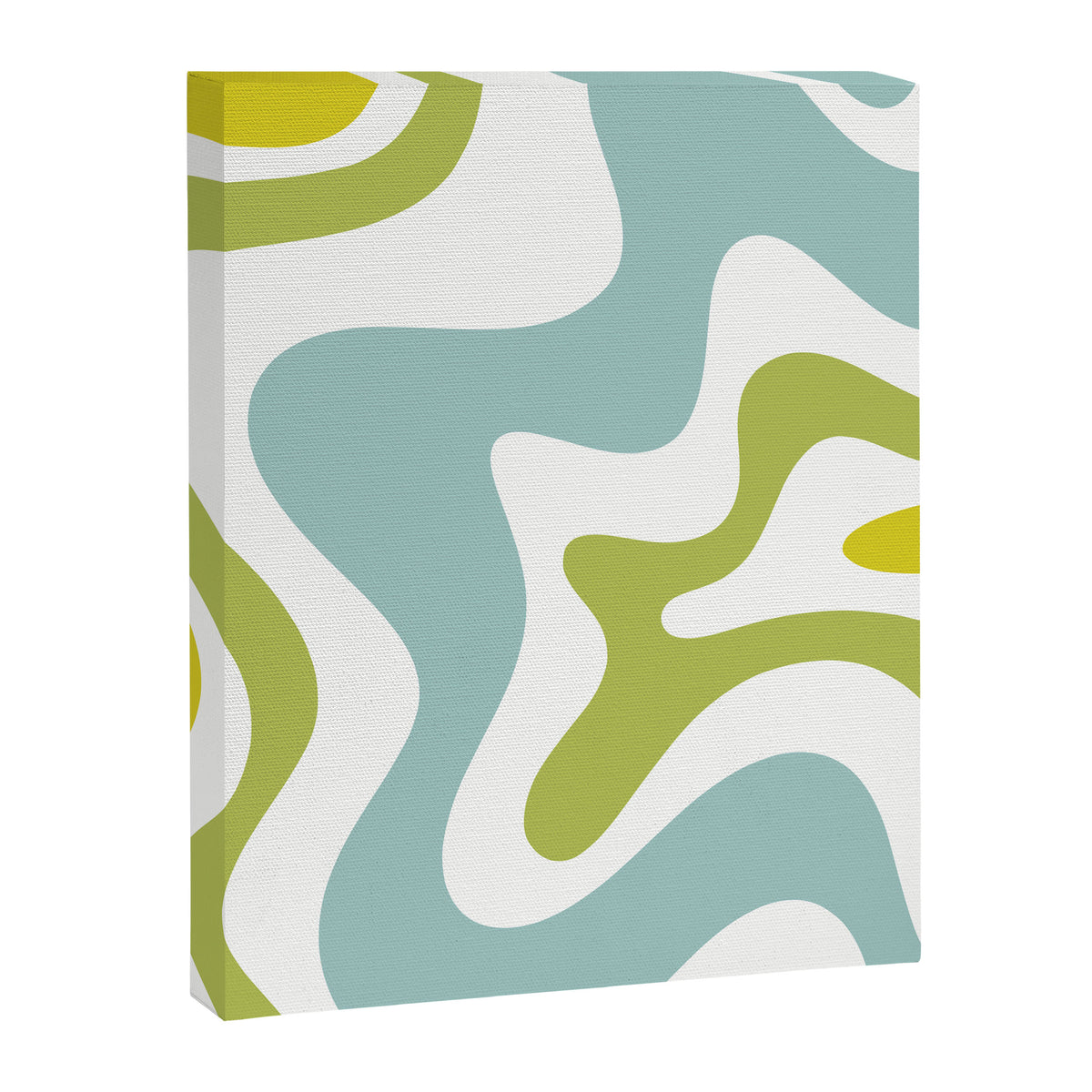 Retro Liquid Swirl Abstract Pattern Square Spring Green Ice Blue White  Canvas Print Gallery Image 8
