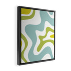 Retro Liquid Swirl Abstract Pattern Square Spring Green Ice Blue White  Framed Canvas Print Gallery Image 2