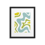 Retro Liquid Swirl Abstract Pattern Square Spring Green Ice Blue White  Framed Art Print Gallery Image 6