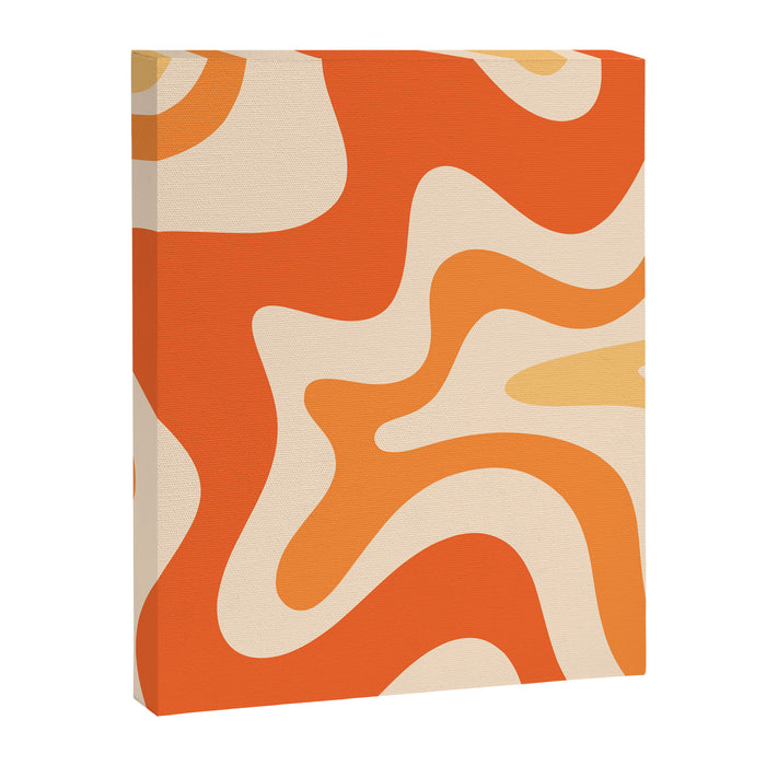 Retro Liquid Swirl Abstract Pattern Square Tangerine Orange Tones Canvas Print Gallery Image 1