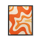 Retro Liquid Swirl Abstract Pattern Square Tangerine Orange Tones Framed Canvas Print Gallery Image 8