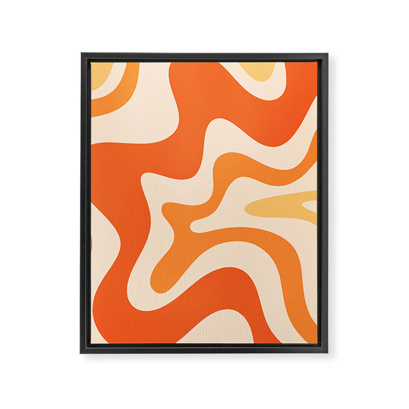 Retro Liquid Swirl Abstract Pattern Square Tangerine Orange Tones Framed Canvas Print Gallery Image 8