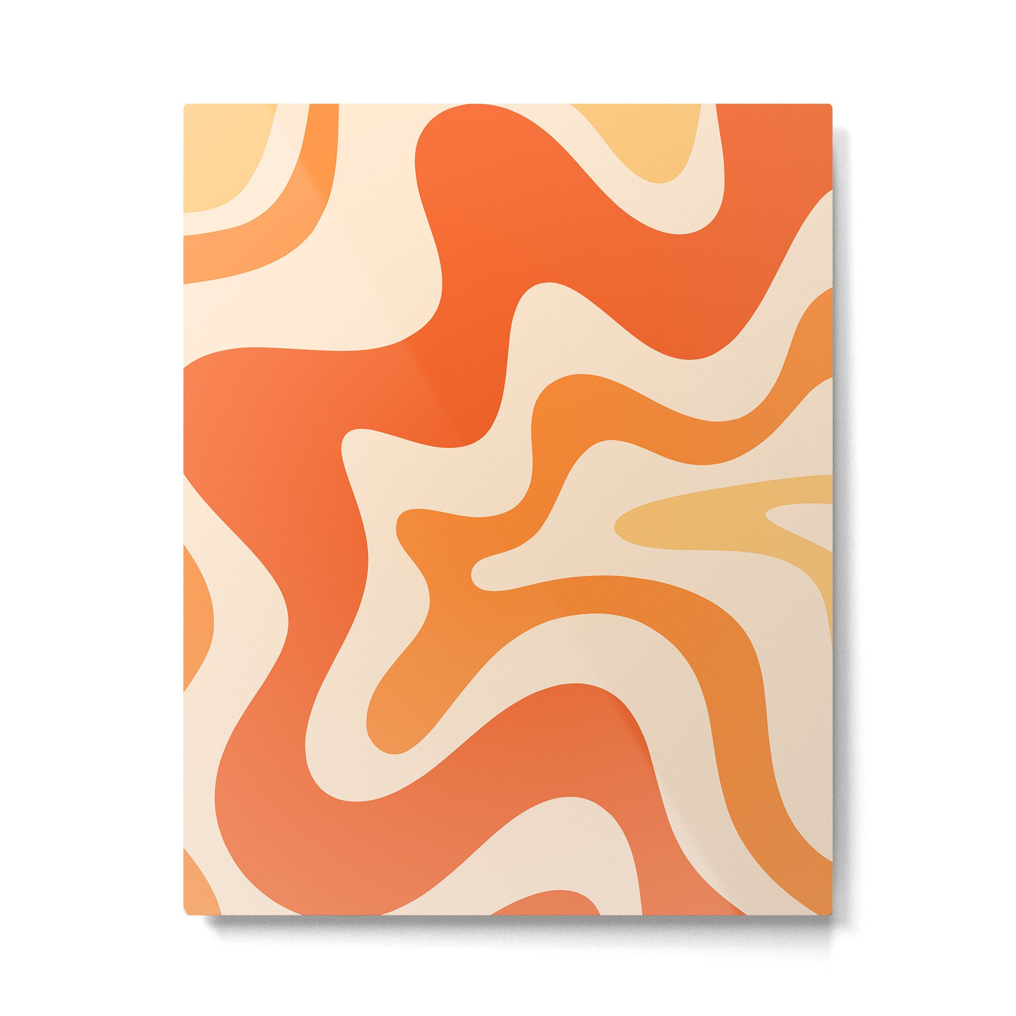 Retro Liquid Swirl Abstract Pattern Square Tangerine Orange Tones Metal Print Gallery Image 6