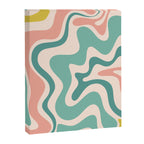 Retro Liquid Swirl Abstract Pattern Teal Blush Pink Mustard Canvas Print Gallery Image 6