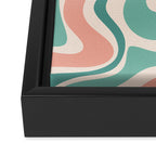 Retro Liquid Swirl Abstract Pattern Teal Blush Pink Mustard Framed Canvas Print Gallery Image 3