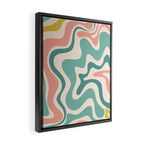 Retro Liquid Swirl Abstract Pattern Teal Blush Pink Mustard Framed Canvas Print Gallery Image 2