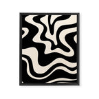 Retro Liquid Swirl Abstract Square 2 in Black and Almond Cream Framed Canvas Print Gallery Image 8
