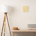 Retro Liquid Swirl Abstract Square in Soft Pale Pastel Yellow Canvas Print Gallery Image 2