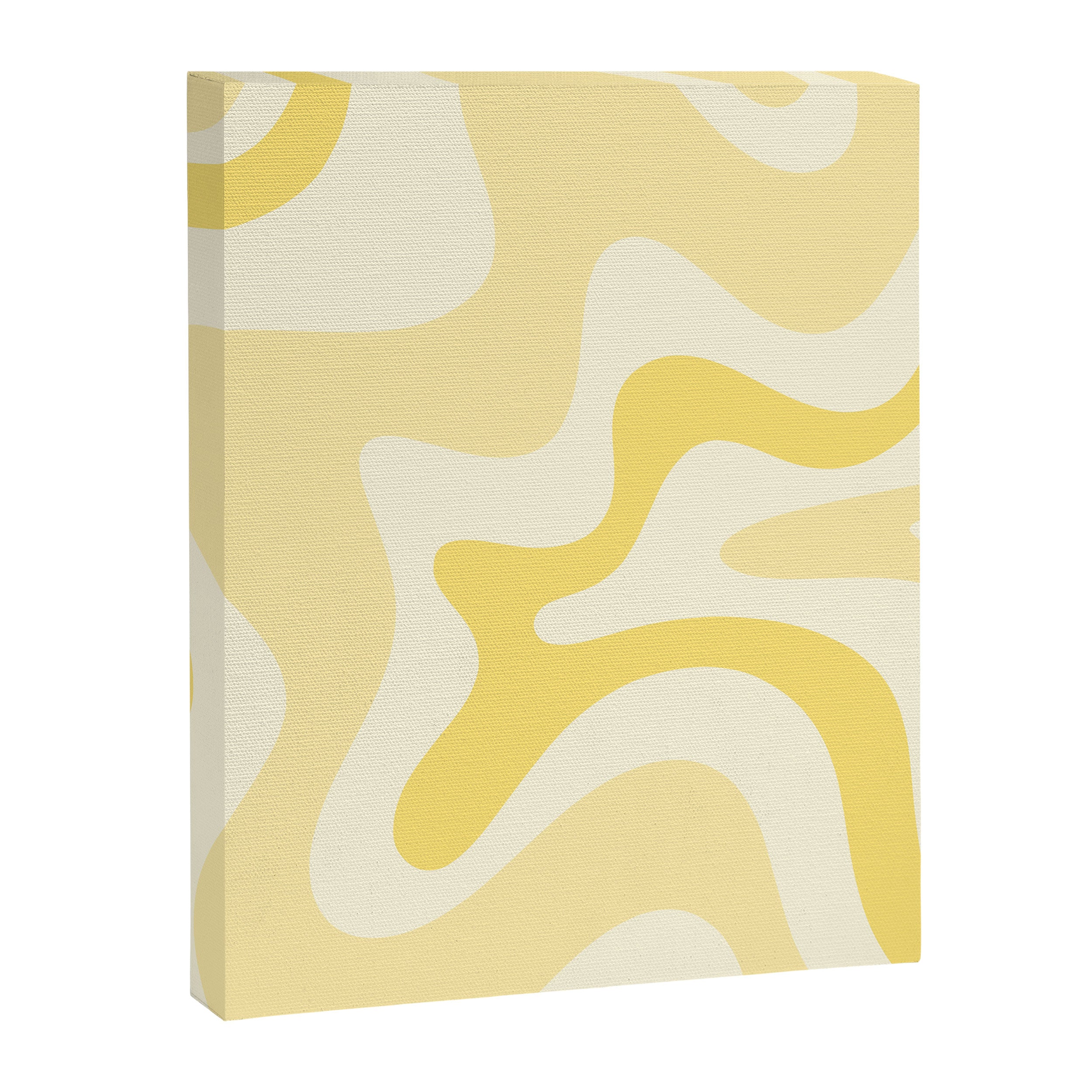 Retro Liquid Swirl Abstract Square in Soft Pale Pastel Yellow Canvas Print Gallery Image 8