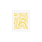 Retro Liquid Swirl Abstract Square in Soft Pale Pastel Yellow Art Print Gallery Image 1