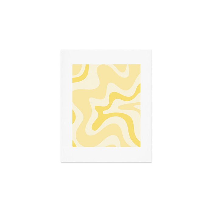 Retro Liquid Swirl Abstract Square in Soft Pale Pastel Yellow Art Print Gallery Image 1
