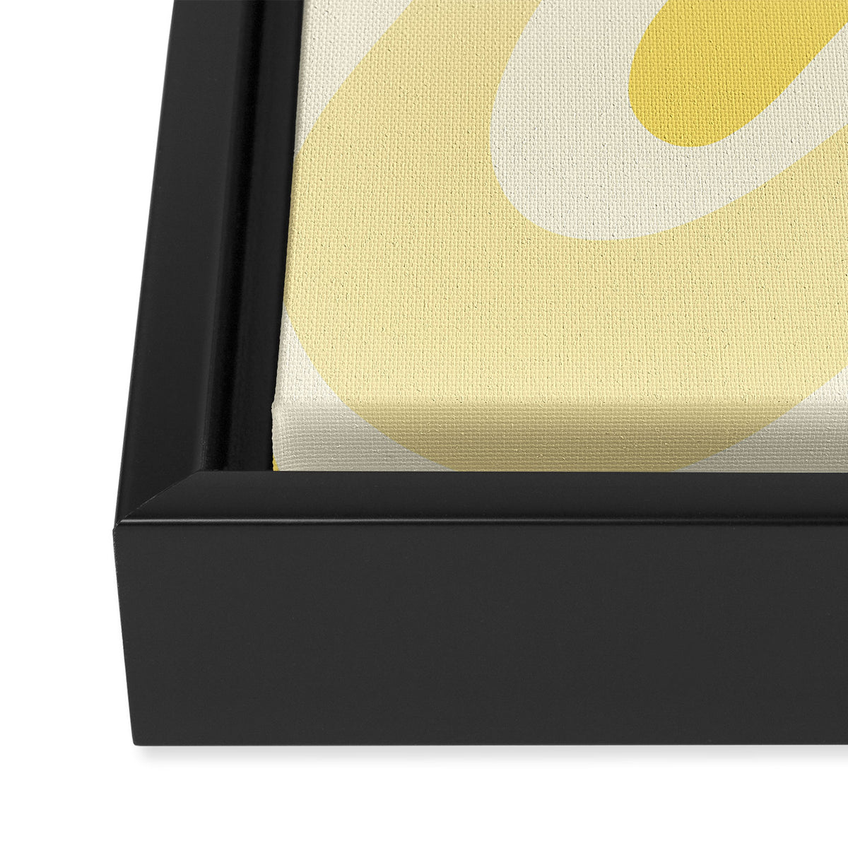 Retro Liquid Swirl Abstract Square in Soft Pale Pastel Yellow Framed Canvas Print Gallery Image 3