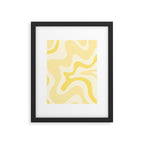 Retro Liquid Swirl Abstract Square in Soft Pale Pastel Yellow Framed Art Print Gallery Image 6