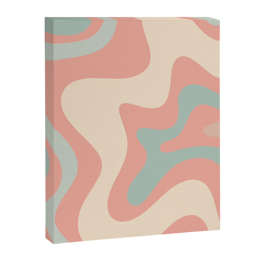 Retro Liquid Swirl Abstract Square Pattern in Pastel Blush Mint Canvas Print Gallery Image 8