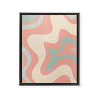 Retro Liquid Swirl Abstract Square Pattern in Pastel Blush Mint Framed Canvas Print Gallery Image 8