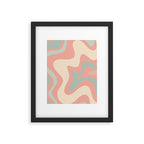 Retro Liquid Swirl Abstract Square Pattern in Pastel Blush Mint Framed Art Print Gallery Image 6