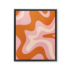Retro Liquid Swirl Abstract Square Pink Orange Cream Framed Canvas Print Gallery Image 8