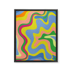 Retro Liquid Swirl Bright Pop Colorful Abstract Pattern in Spring Blue Green Lime Pink Orange Framed Canvas Print Gallery Image 6