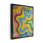 Retro Liquid Swirl Bright Pop Colorful Abstract Pattern in Spring Blue Green Lime Pink Orange Framed Canvas Print Gallery Image 2