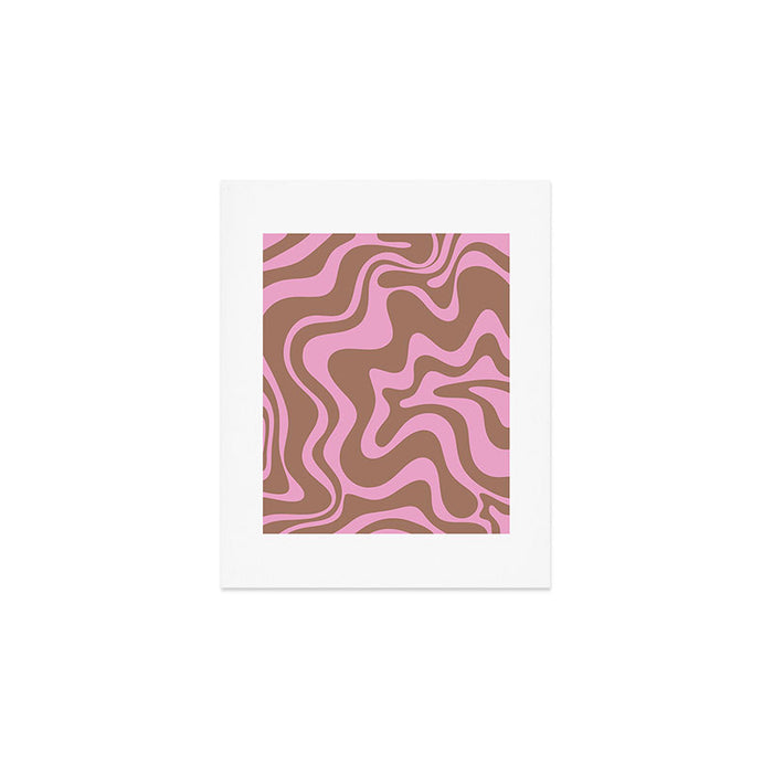 Retro Liquid Swirl Candy Abstract Inspired by PANTONE 17 1230 Color of the Year Mocha Mousse Art Print Gallery Image 1