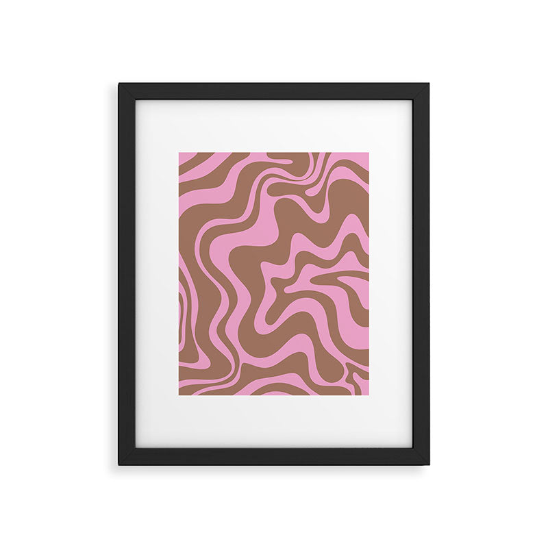 Retro Liquid Swirl Candy Abstract Inspired by PANTONE 17 1230 Color of the Year Mocha Mousse Framed Art Print Gallery Image 5