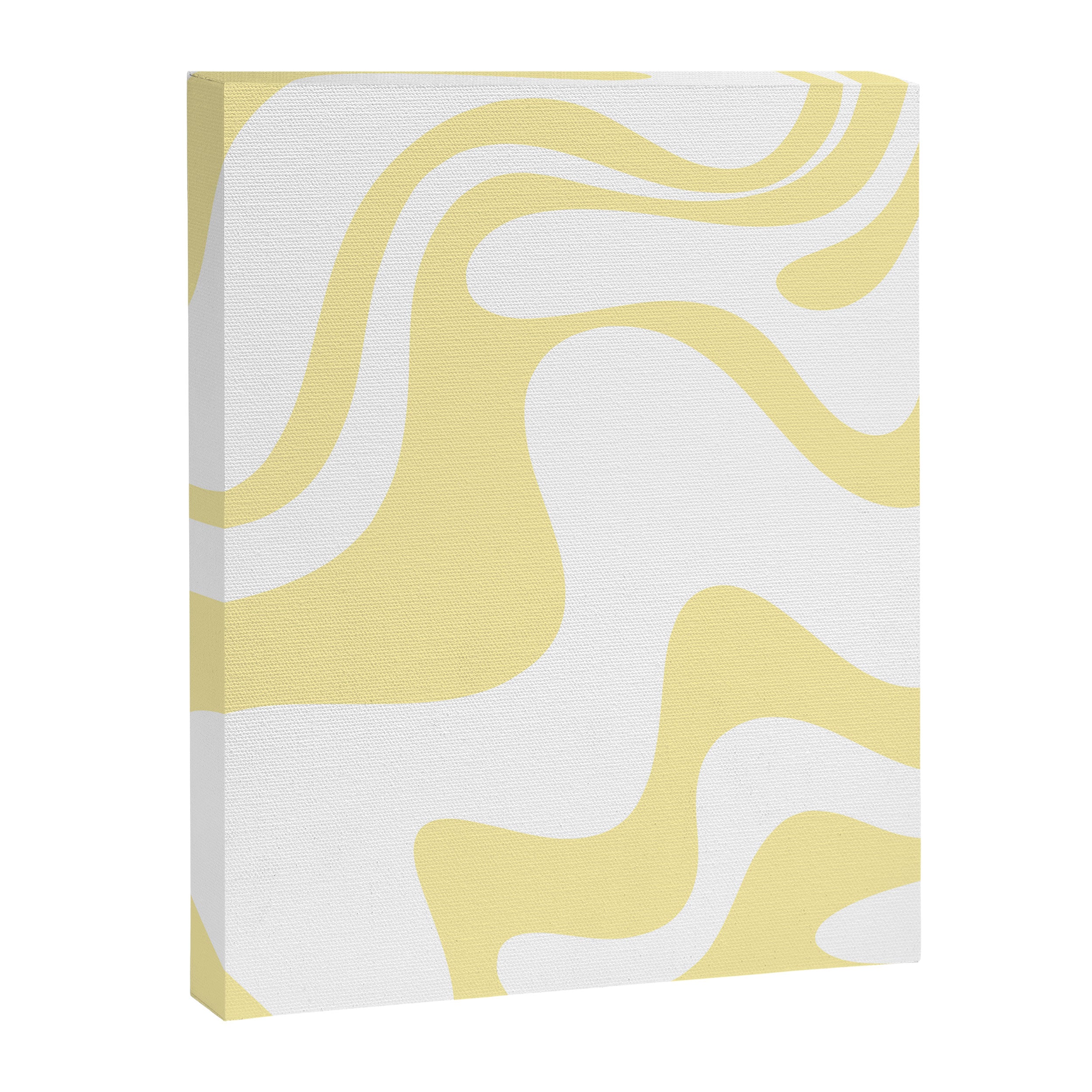 Retro Liquid Swirl Contemporary Abstract Butter Yellow and White Pattern 2 Canvas Print Gallery Image 8