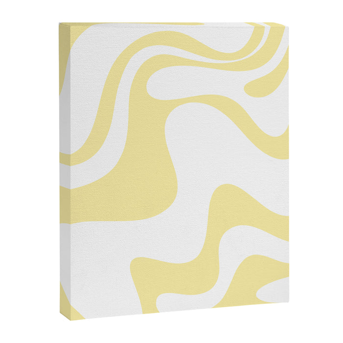 Retro Liquid Swirl Contemporary Abstract Butter Yellow and White Pattern 2 Canvas Print Gallery Image 1