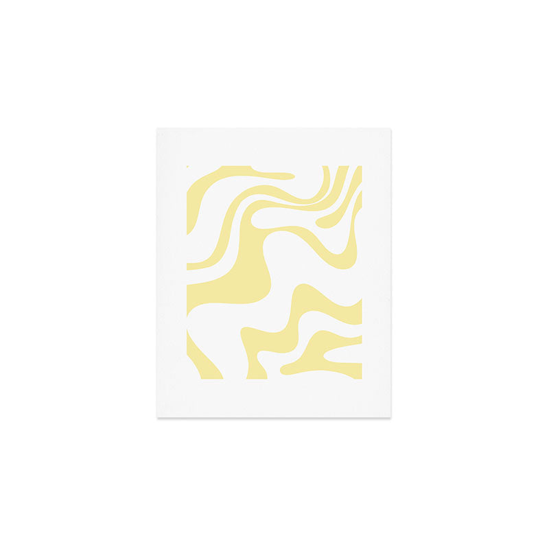 Retro Liquid Swirl Contemporary Abstract Butter Yellow and White Pattern 2 Art Print Gallery Image 1