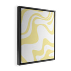 Retro Liquid Swirl Contemporary Abstract Butter Yellow and White Pattern 2 Framed Canvas Print Gallery Image 2