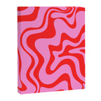 Retro Liquid Swirl Contemporary Abstract in Preppy Pink and Red Canvas Print Gallery Image 6