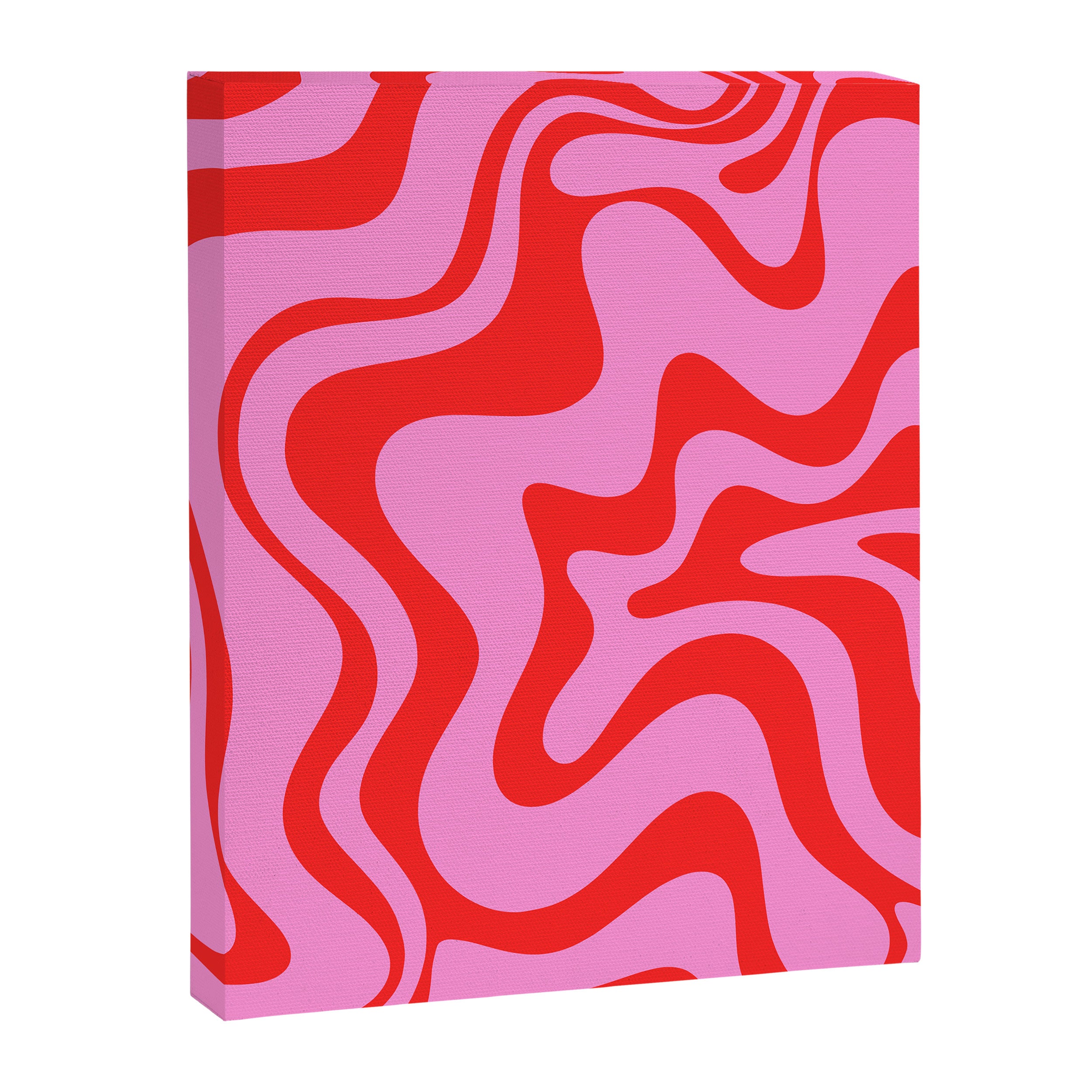 Retro Liquid Swirl Contemporary Abstract in Preppy Pink and Red Canvas Print Gallery Image 6