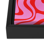 Retro Liquid Swirl Contemporary Abstract in Preppy Pink and Red Framed Canvas Print Gallery Image 3