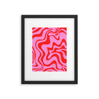 Retro Liquid Swirl Contemporary Abstract in Preppy Pink and Red Framed Art Print Gallery Image 5