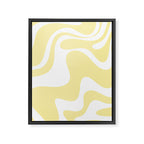 Retro Liquid Swirl Contemporary Abstract Pattern 2 in Butter Yellow and White Framed Canvas Print Gallery Image 8