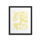 Retro Liquid Swirl Contemporary Abstract Pattern 2 in Butter Yellow and White Framed Art Print Gallery Image 6