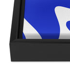 Retro Liquid Swirl Contemporary Abstract Pattern 2 in Cobalt Blue and White Framed Canvas Print Gallery Image 3