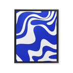 Retro Liquid Swirl Contemporary Abstract Pattern 2 in Cobalt Blue and White Framed Canvas Print Gallery Image 8