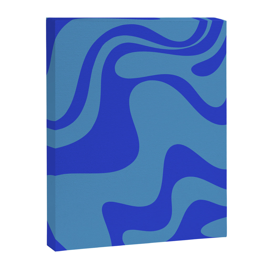 Retro Liquid Swirl Contemporary Abstract Pattern 2 in Cobalt Blue Canvas Print Gallery Image 8