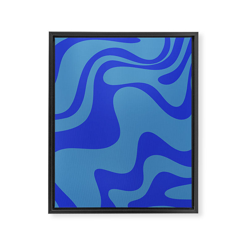 Retro Liquid Swirl Contemporary Abstract Pattern 2 in Cobalt Blue Framed Canvas Print Gallery Image 8