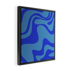 Retro Liquid Swirl Contemporary Abstract Pattern 2 in Cobalt Blue Framed Canvas Print Gallery Image 2
