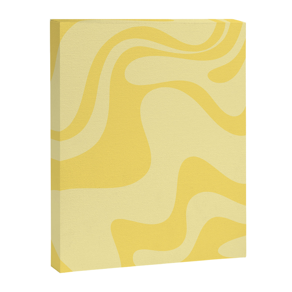 Retro Liquid Swirl Contemporary Abstract Pattern 2 in Double Butter Yellow Canvas Print Gallery Image 8